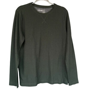 Eddie Bauer Mens Thermal Shirt Medium Green Base Layer Sleepwear Outdoor Stretch